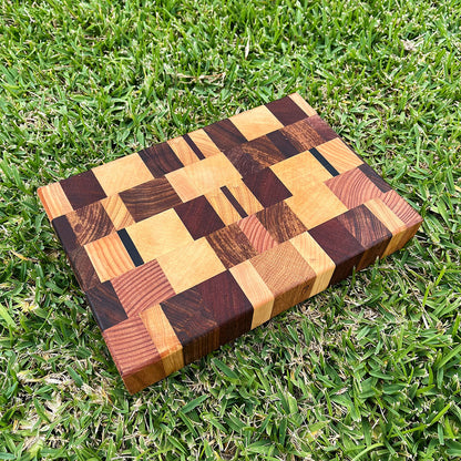 Hardwood Chequered Rectangle Chopping Board