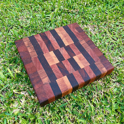 Hardwood Chequered Square Chopping Board