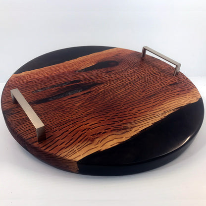 Hairy Oak Mocha Silver Handle Serving Tray Designs by David G