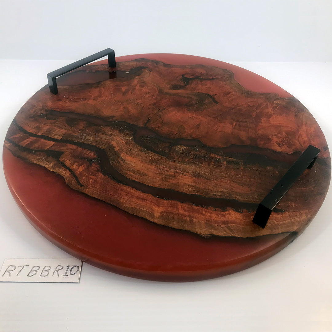 Mallee Burl Cinnamon Black Handle Serving Tray Designs by David G